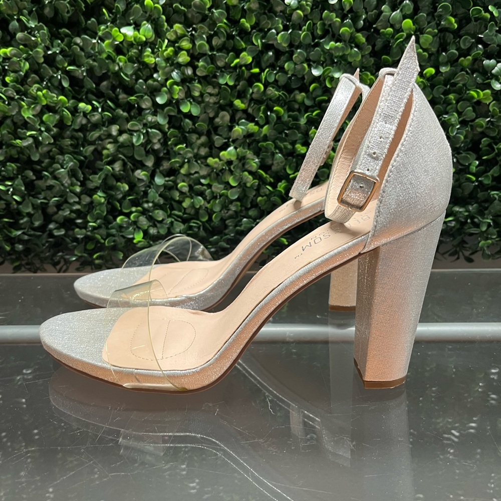 De Blossom Silver Block Heels